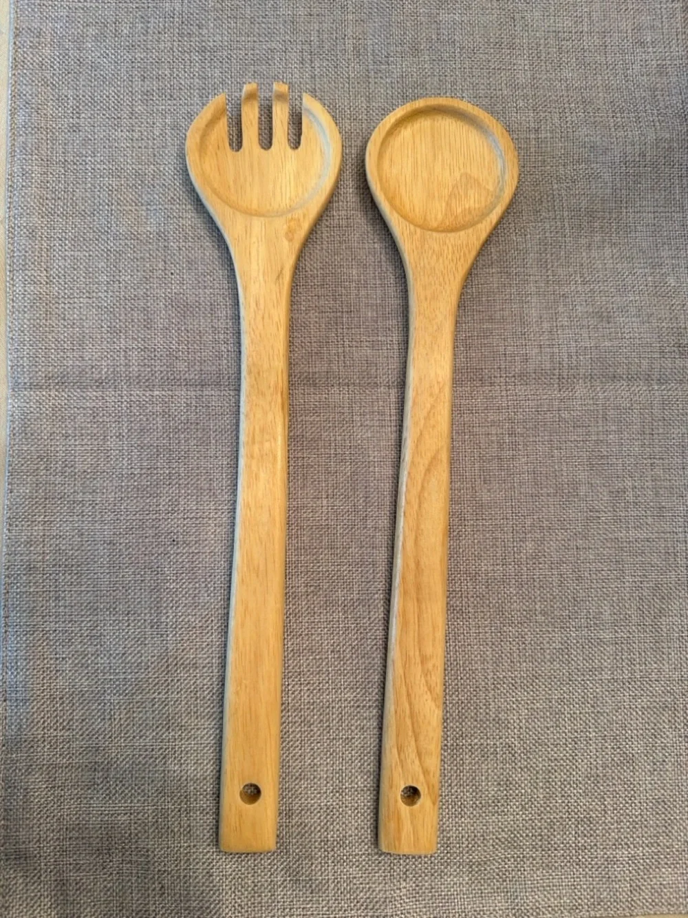 Wooden Salad Servers Set – Natural Wood Spoon & Fork Utensils